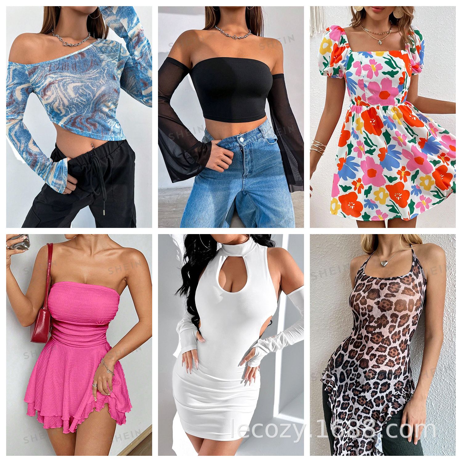 Ropa de mujer Amazon Shein - tops fruncidos de manga larga y vestidos cortos de fiesta imagen 1