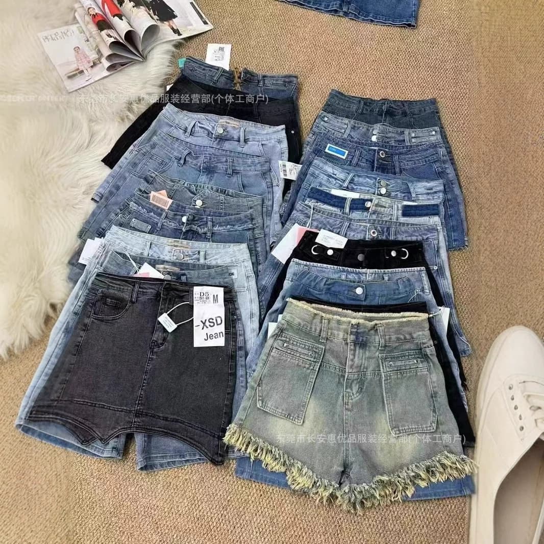 Pantalones cortos vaqueros para mujer 2025, nueva colección de verano, talle alto, para chicas pequeñas, efecto adelgazante, estilo "hot girl" imagen 1