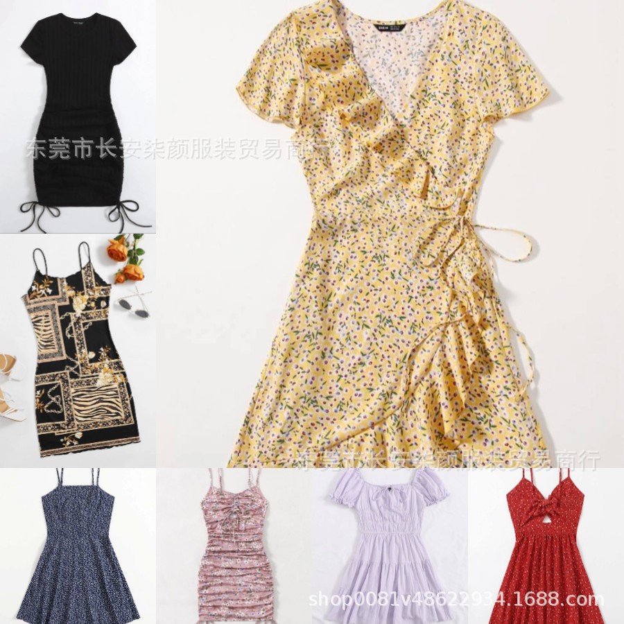 SHEINExport: Ropa de mujer - vestidos cortos cruzados con estampado floral y volantes imagen 1