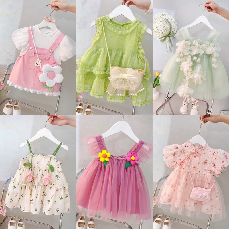 Vestidos de gasa mixtos para niñas - vestidos infantiles con falda de vuelo y volantes imagen 1