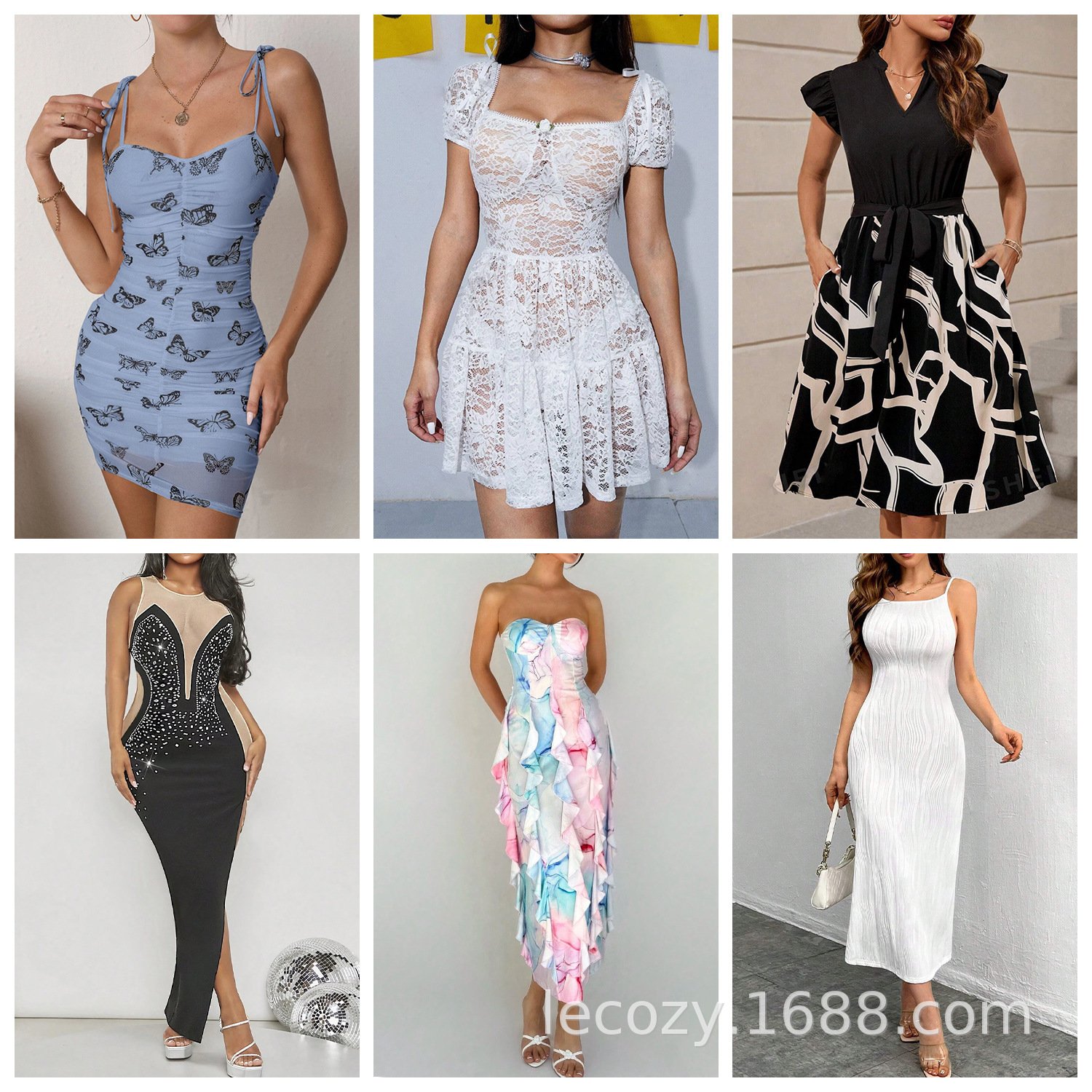 Lote mixto de Amazon Shein - vestidos cortos de tirantes con estampados florales y lisos imagen 1