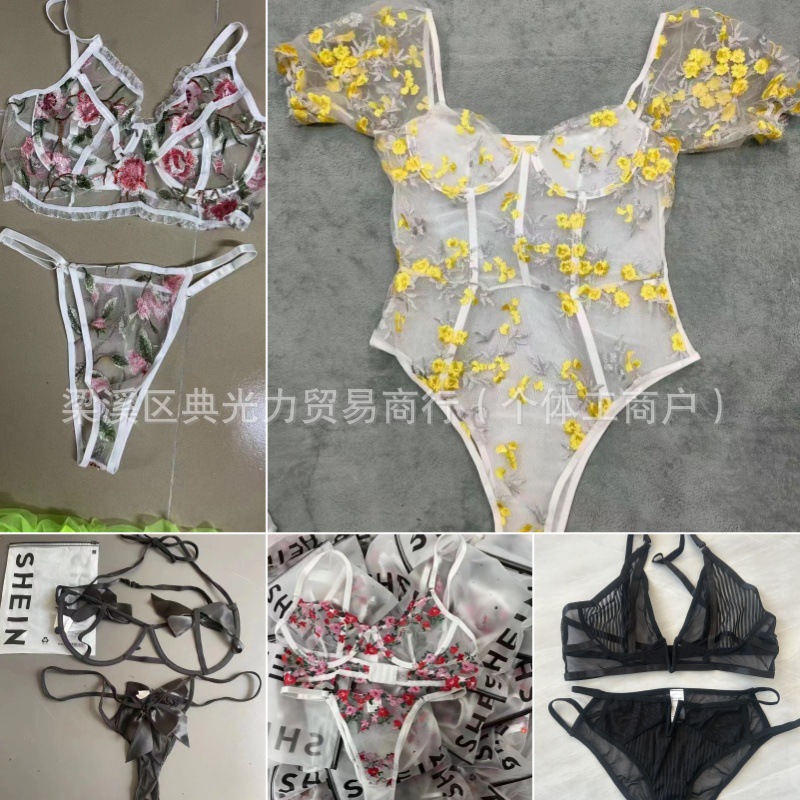 Conjunto de lencería sexy estilo - bodies lenceros de encaje floral con transparencias imagen 1