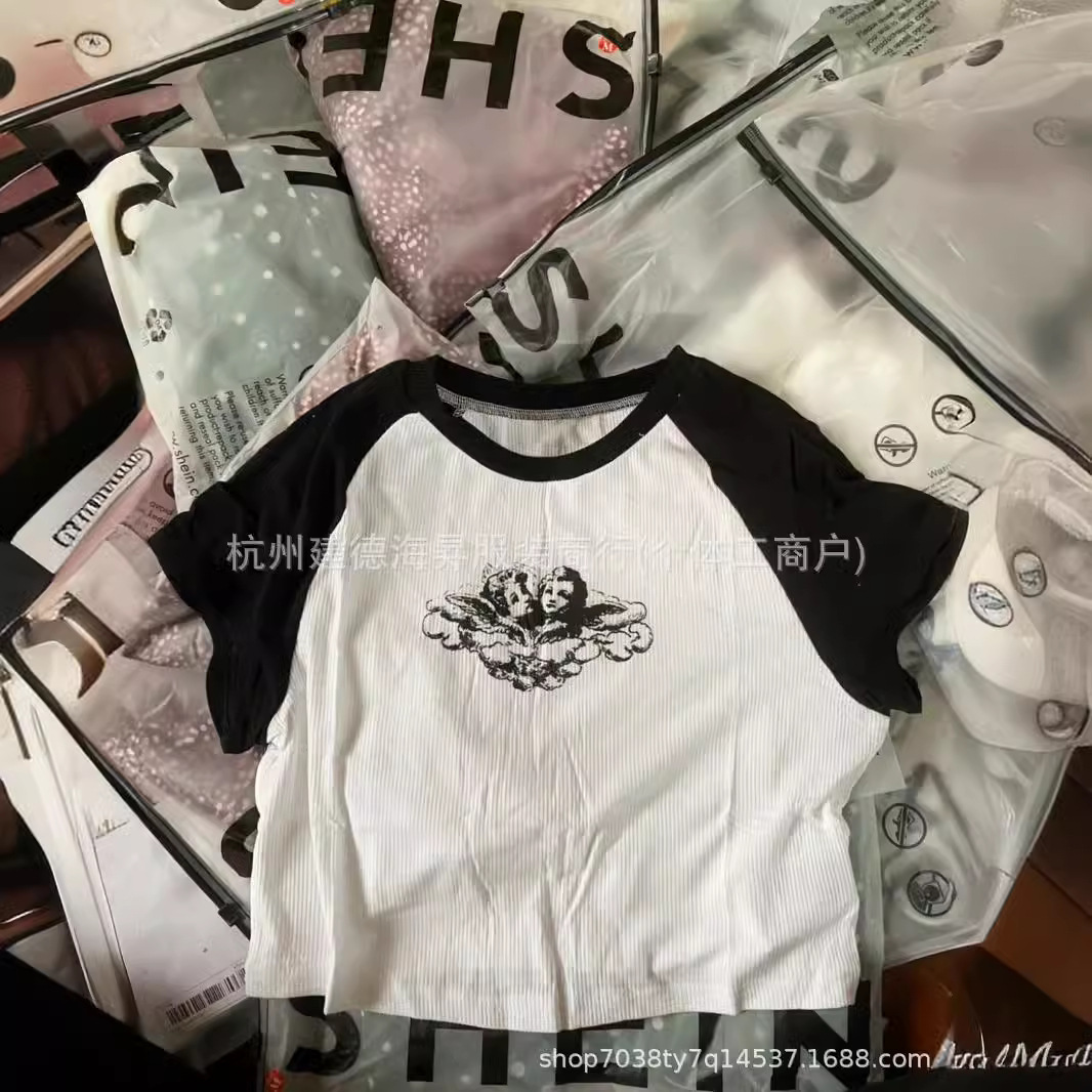 Shein comercio exterior - camisetas de manga corta de estilo beisbolero con cuello redondo imagen 1