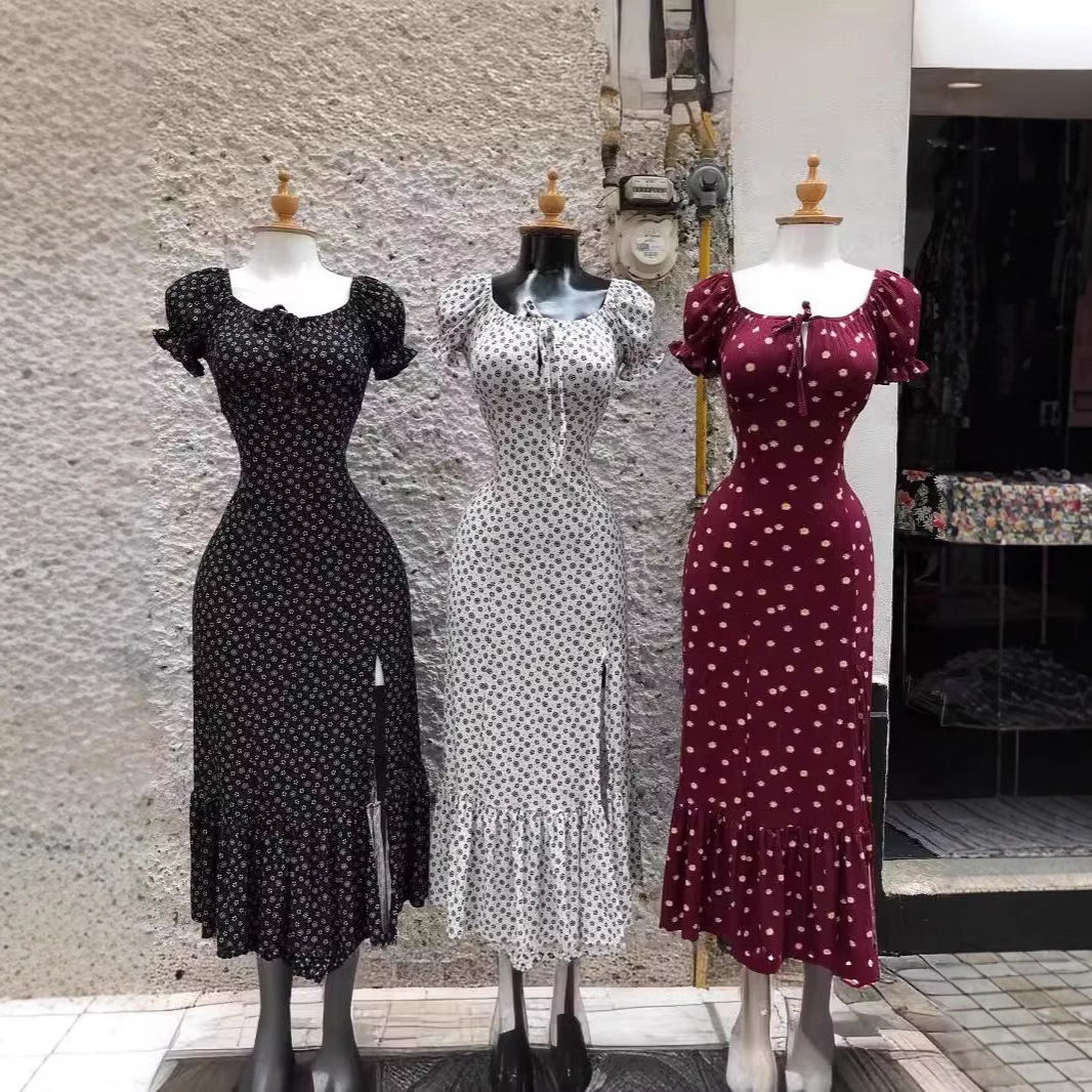 Vestidos Largos Elegantes de Manga Corta y Cuello con Volantes imagen 1