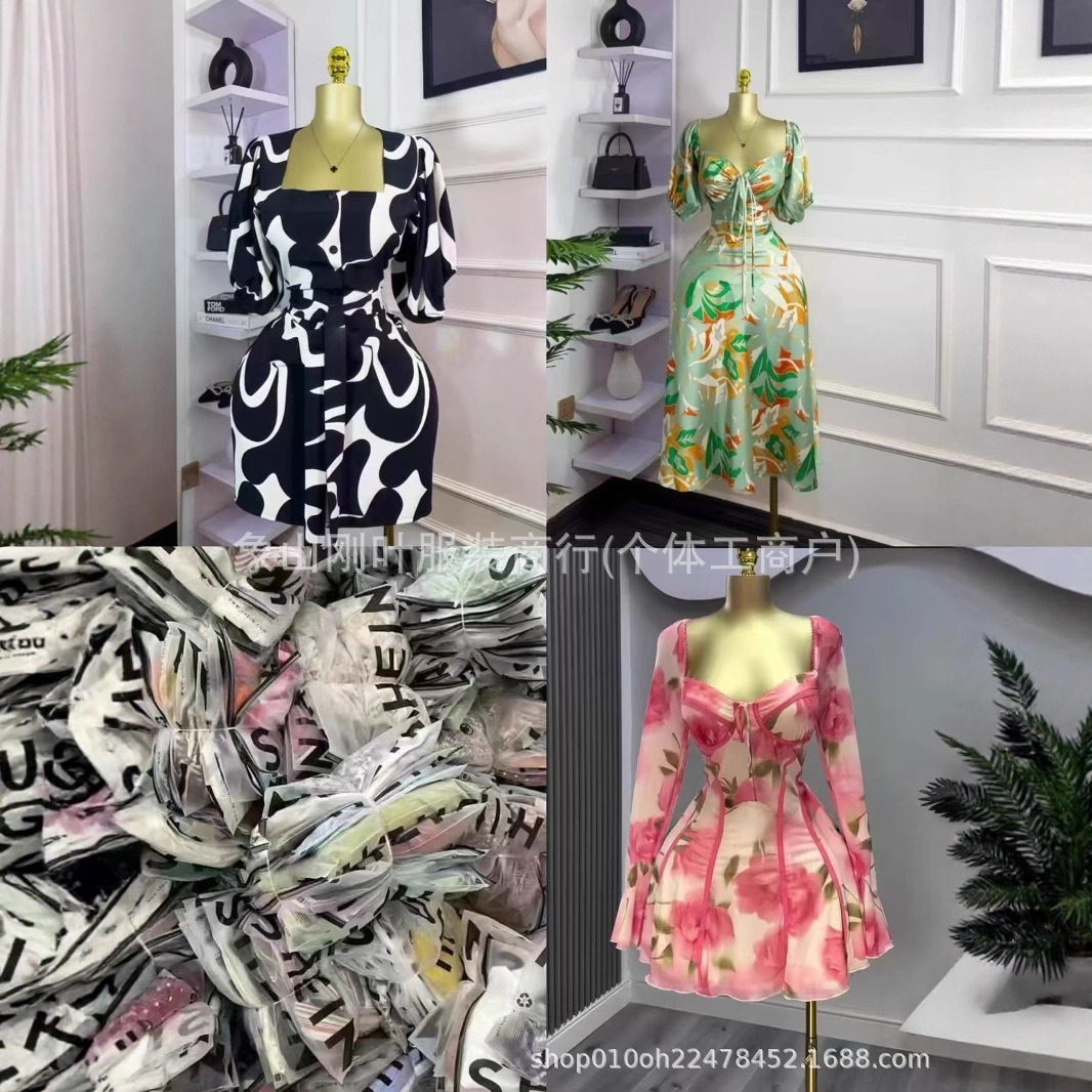 Vestidos Cortos Florales con Mangas Cortas Abullonadas y Lazos imagen 1