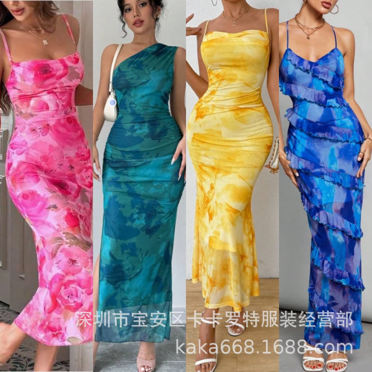 Vestido largo y sexy de Amazon para mujer, vestido con tirantes y chaleco teñido anudado, vestido de fiesta transfronterizo de comercio exterior imagen 1