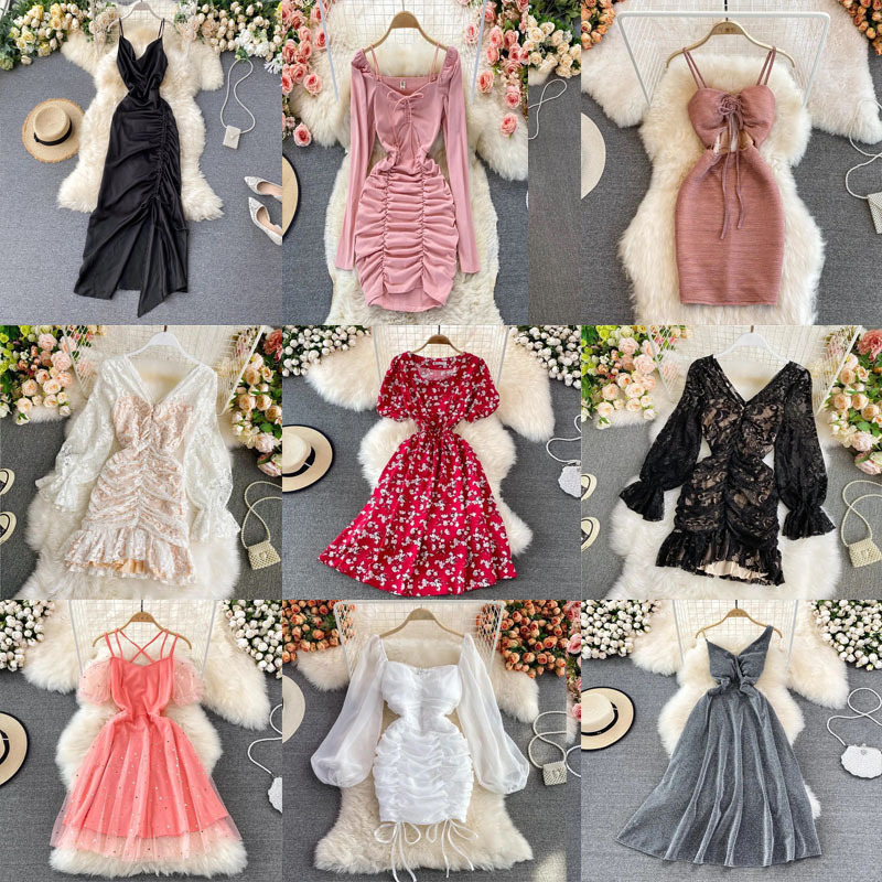 Vestidos Cortos Ceñidos con Volantes y Escote Pronunciado para Discoteca imagen 1