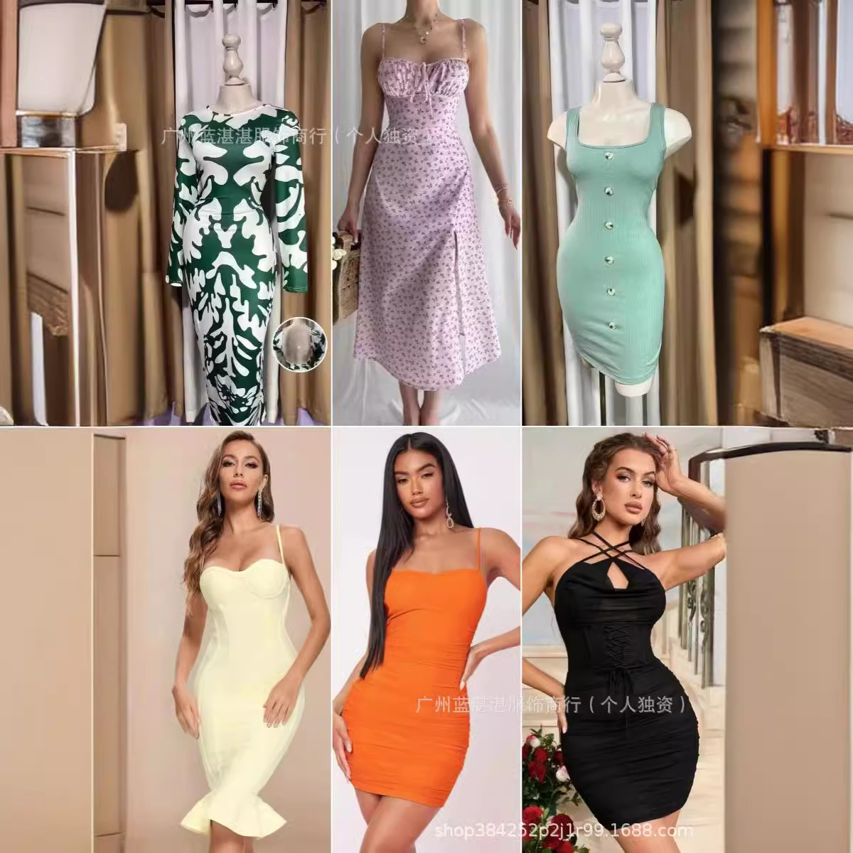 Vestido de mujerModaExportación - vestidos maxi ajustados con tirantes y escote en V imagen 1