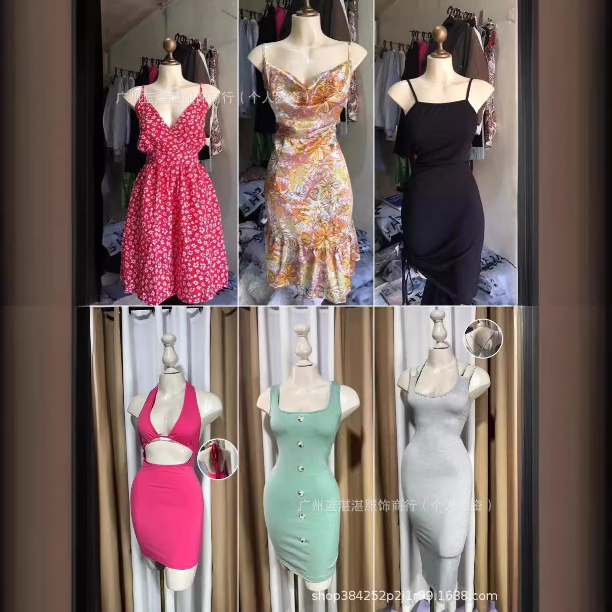 Exportación transfronteriza de ropa - vestidos cortos de satén y fiesta con tirantes finos imagen 1