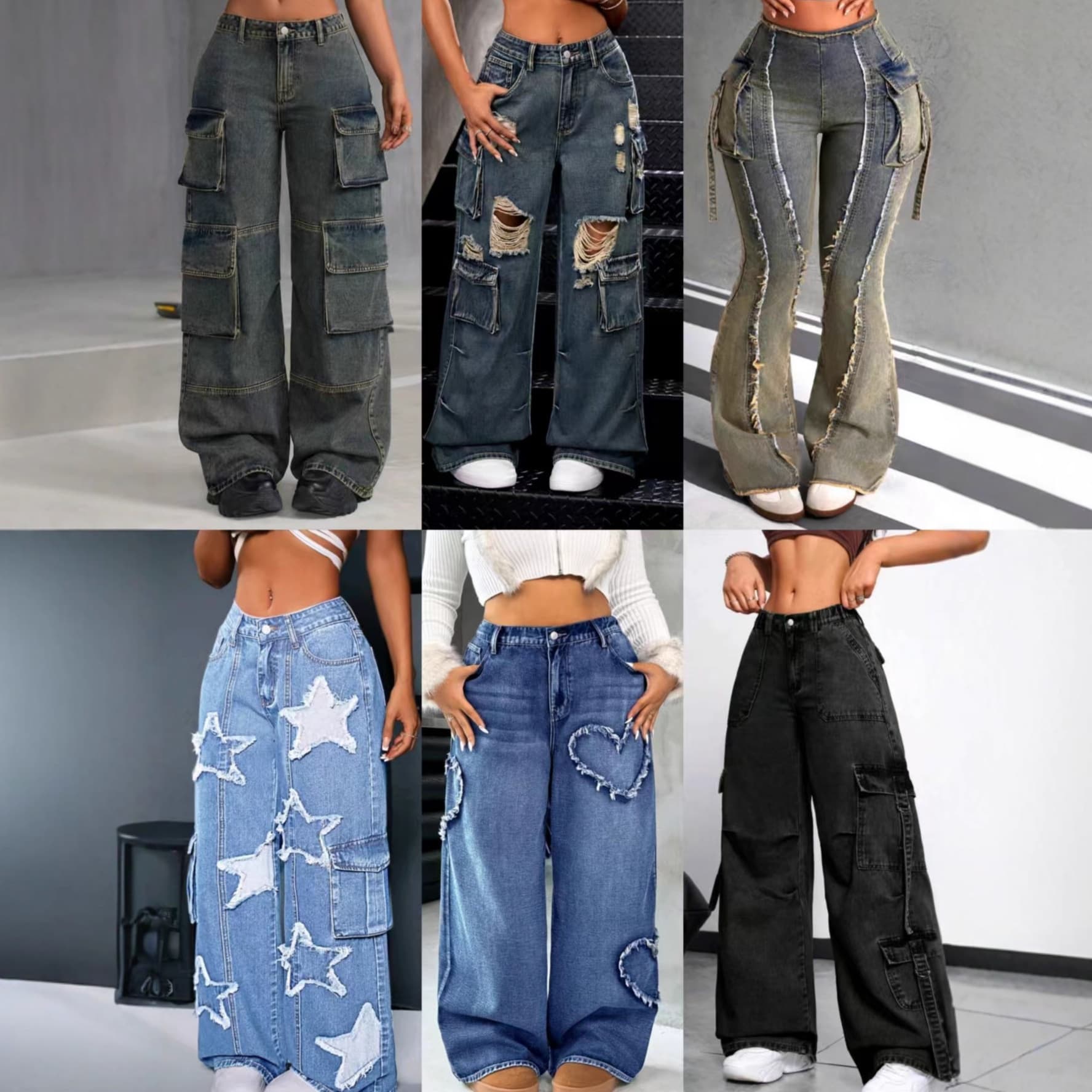 Nuevos jeans de mujer disponibles, jeans cargo para mujer, pantalones de trabajo al por mayor, jeans de mujer. imagen 1