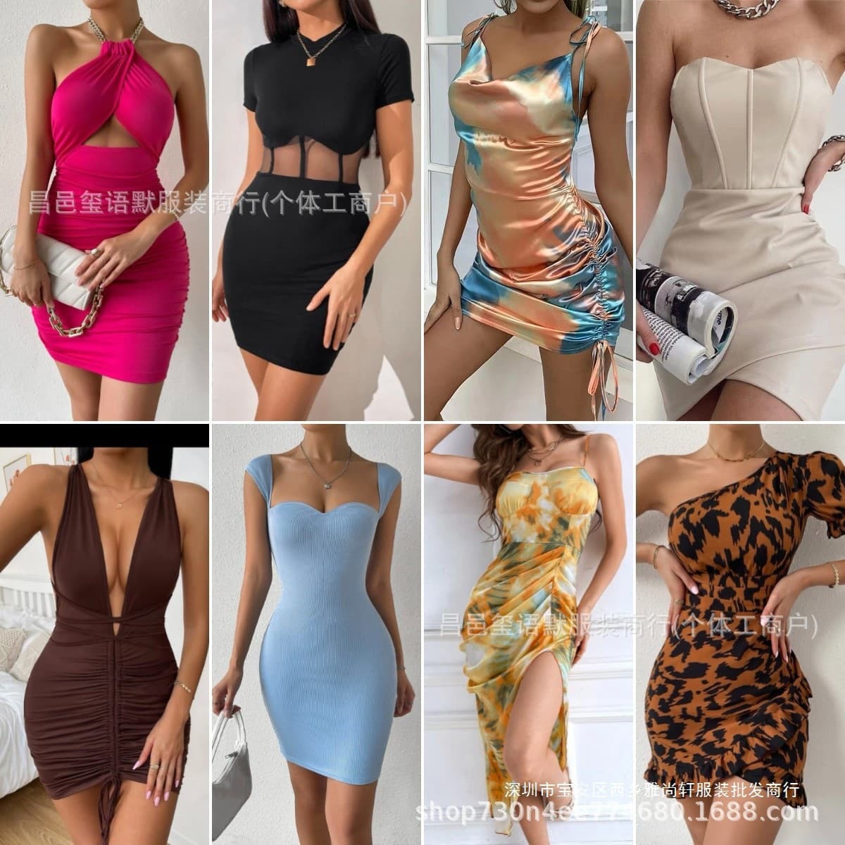 Regional transfronterizo SHEIN Vestido que cubre la cadera europeo y americano primavera y verano ropa de mujer moda chica caliente suministro Xiyin al por mayor imagen 1