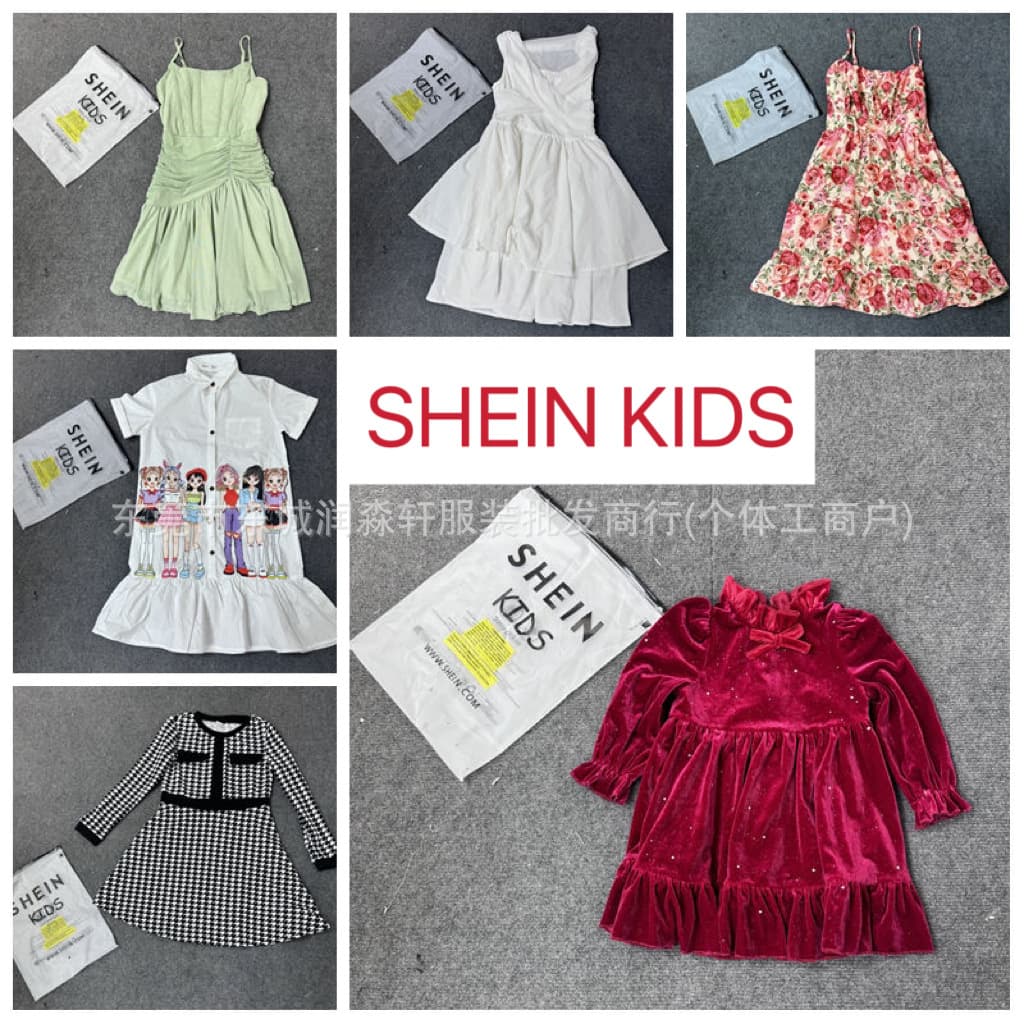 Shein kids dress comercio exterior niños estilo coreano vestido de princesa estilo occidental moda vestido lindo suministro al por mayor imagen 1